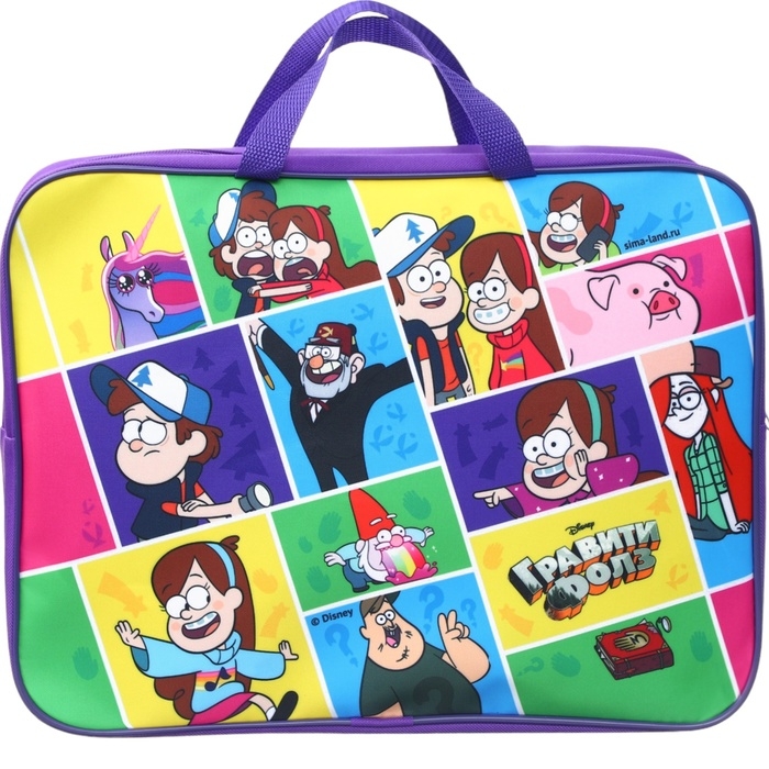 Папка с ручками текстильная А4, 350х270х100 мм, Гравити Фолз Папка с ручками текстильная А4, 350х270х100 мм, Гравити Фолз