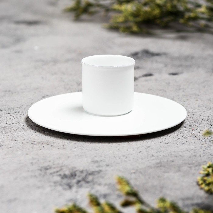 Подсвечник  Подсвечник "Круг" металл на 1 свечу, 7х3 см, белый