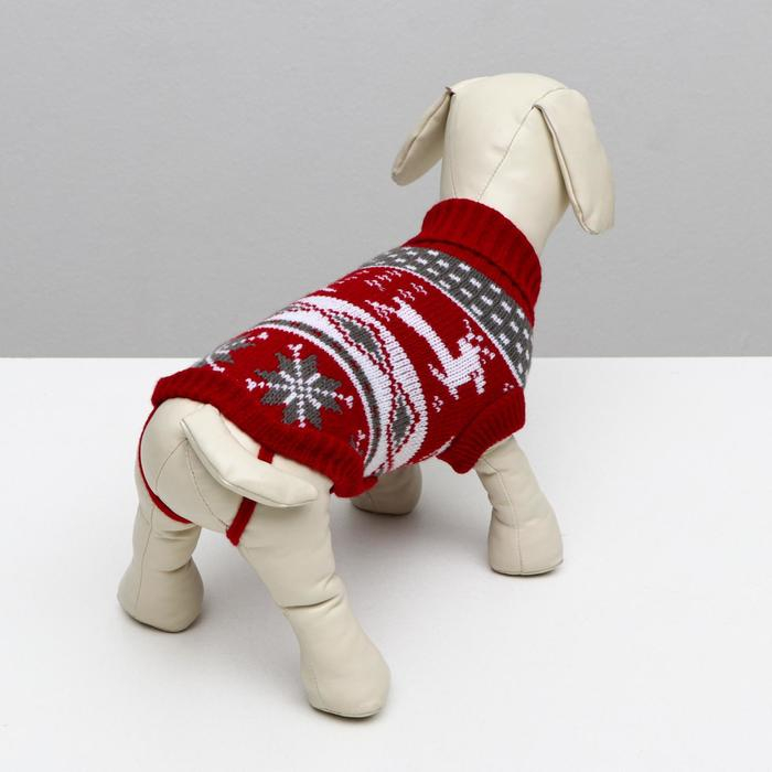 Свитер  Свитер "Бегущие олени", 2XL (ДС 41, ОШ 41, ОГ 36-60 см), бордовый