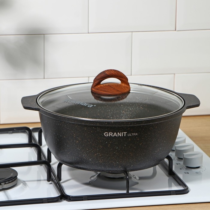Кастрюля-жаровня Granit ultra original, 4 л, антипригарное покрытие, цвет чёрный Кастрюля-жаровня Granit ultra original, 4 л, антипригарное покрытие, цвет чёрный