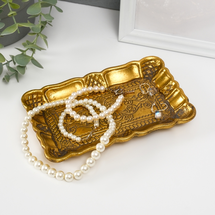 Подставка интерьерная полистоун "Барокко" золото 18х11х2 см