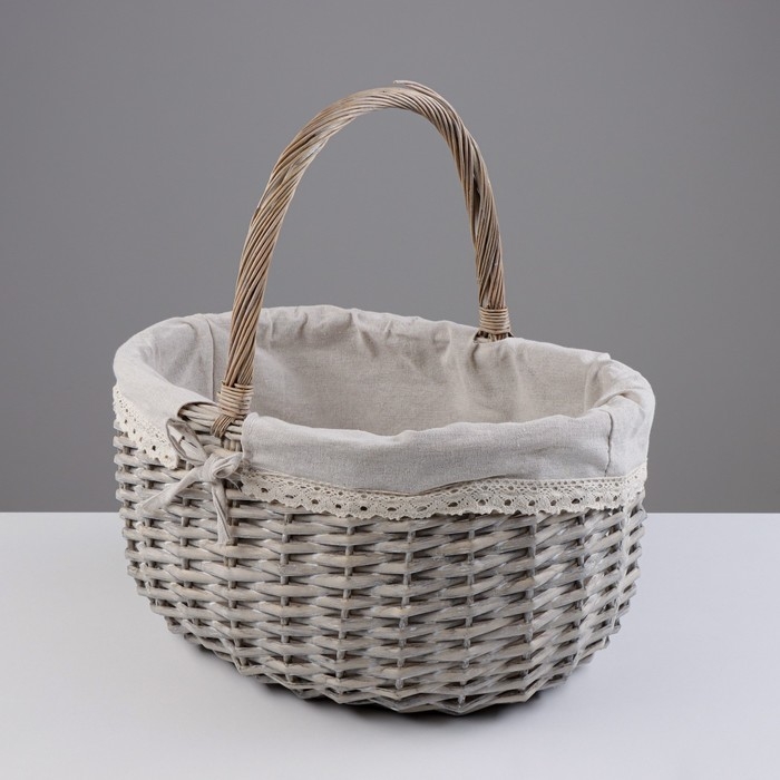 Набор корзин, 2 шт, 40×30×20/40 см, 28×21×14/27 см, ива, текстиль Набор корзин, 2 шт, 40×30×20/40 см, 28×21×14/27 см, ива, текстиль