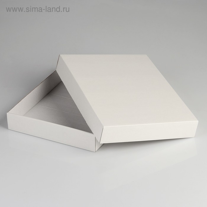 Коробка сборная без печати , крышка-дно белая без окна 26 х 21,5 х 4 см Коробка сборная без печати , крышка-дно белая без окна 26 х 21,5 х 4 см
