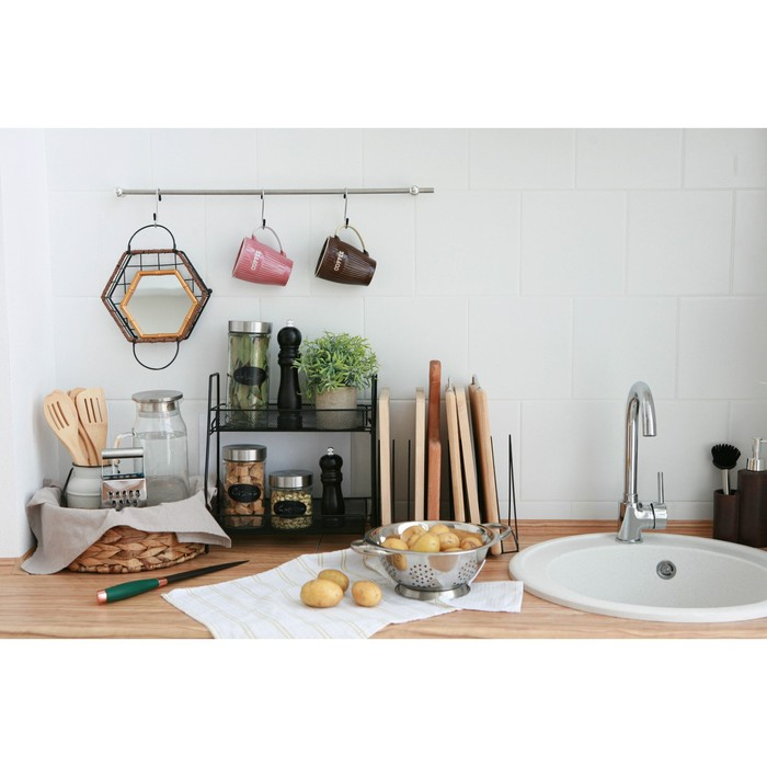 Дуршлаг из нержавеющей стали Доляна «Индия», 1,6 л, d=22 см, на ножке, две ручки Дуршлаг из нержавеющей стали Доляна «Индия», 1,6 л, d=22 см, на ножке, две ручки