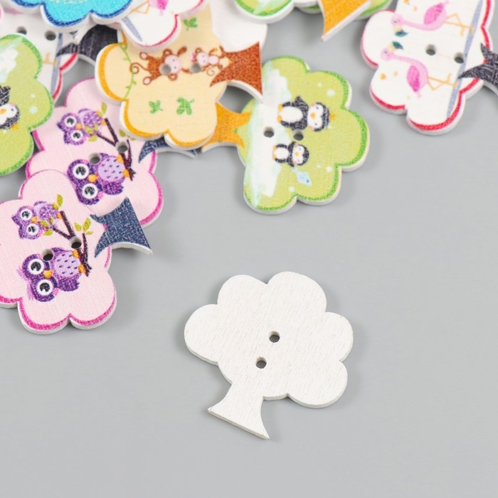 Пуговицы дерево для творчества 2 прокола Пуговицы дерево для творчества 2 прокола "Деревце" набор 20 шт 2,8х2,8 см