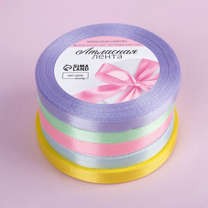 Набор атласных лент «Нежный», 5 шт, размер 1 ленты: 10 мм × 23 ± 1 м Набор атласных лент «Нежный», 5 шт, размер 1 ленты: 10 мм × 23 ± 1 м