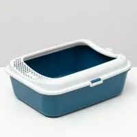Туалет для кошек &laquo;Сима&raquo; FIX, 30&times;39&times;13.5 см, с бортом и совком, пластик, синий, совок МИКС