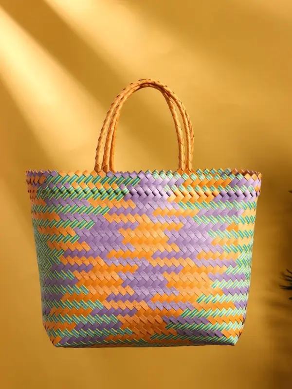 Сумка плетёная, 30×15×30 см, пластик, разноцветная