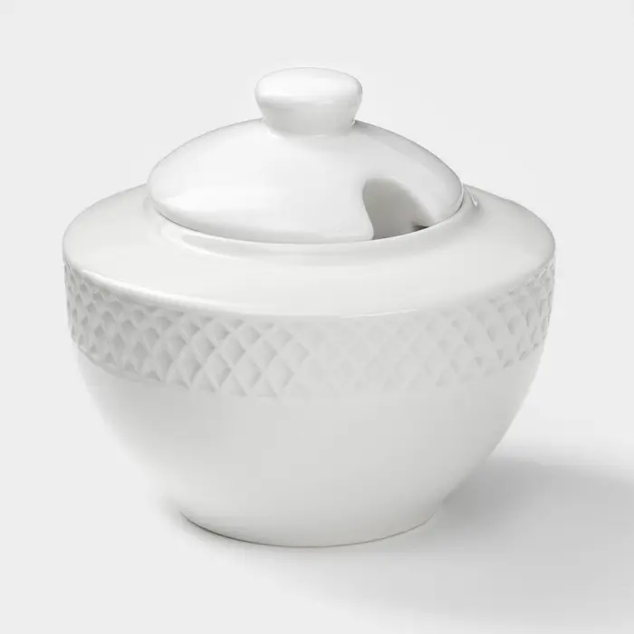 Сахарница с крышкой Wilmax &laquo;Юлия Высоцкая&raquo;, 340 мл, фарфор, белая