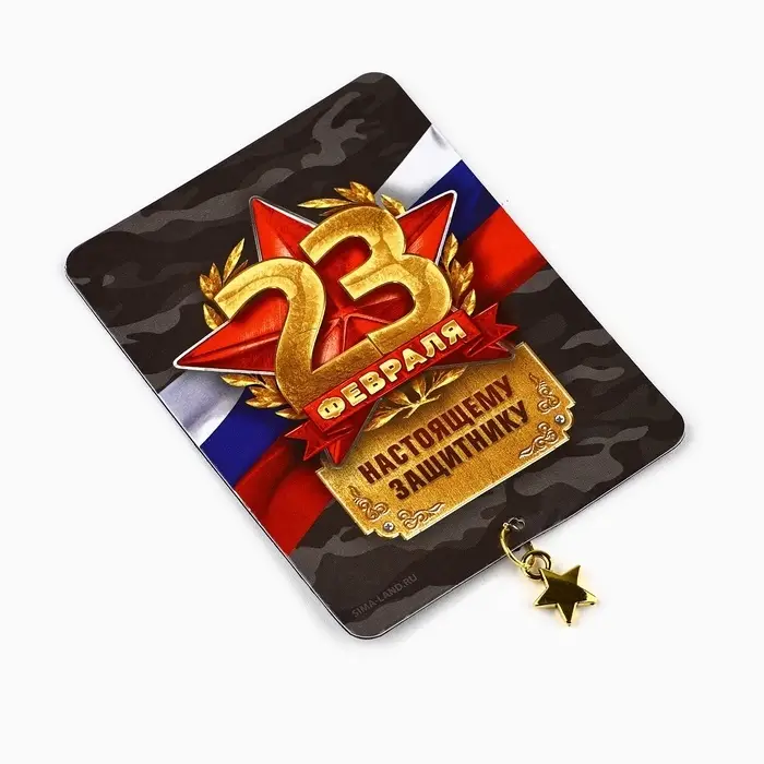 Магнит с подвеской на 23 февраля «Настоящему защитнику», 6 х 8 см