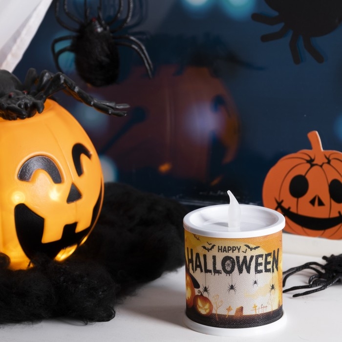 Светодиодная фигура «Свеча Хэллоуин» 7.5 × 10 × 7.5 см, пластик, батарейки AG13х3 (в комплекте), свечение тёплое белое Светодиодная фигура «Свеча Хэллоуин» 7.5 × 10 × 7.5 см, пластик, батарейки AG13х3 (в комплекте), свечение тёплое белое