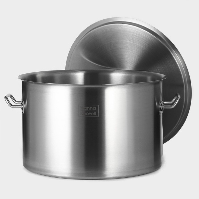 Кастрюля Hanna Knövell с крышкой, 35 л, d=40 см, h=26 см, толщина 1 мм, дно ТРС, толщина дна 4.6 мм, 201 сталь, индукция