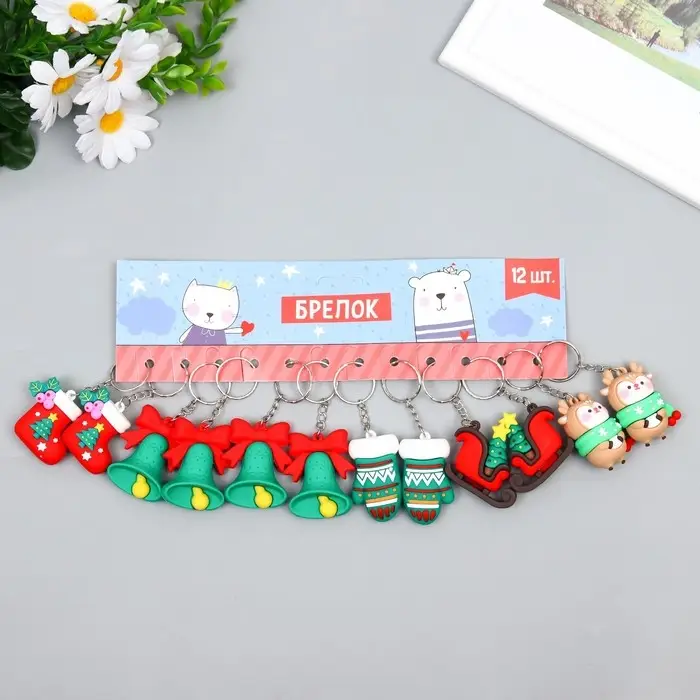 Брелок резина Брелок резина "Новогоднее настроение" МИКС 2х3,3х3,7 см