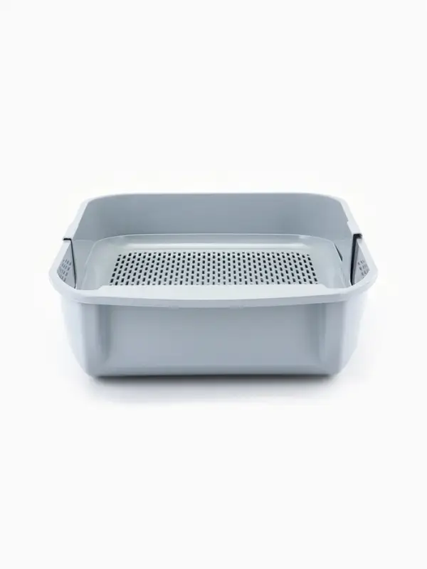 Туалет для кошек &laquo;Марсель&raquo;, 50&times;34.5&times;12 с, глубокий, с сеткой, полипропилен, светло-серый