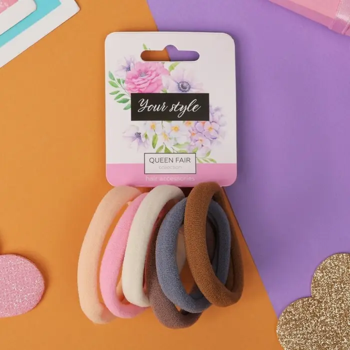 Резинка для волос "Спорт элит" (набор 6 шт) нежность, 5 см