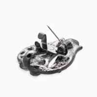 Зажим для кардигана "Ажур", бутон, цвет серо-белый в сером Зажим для кардигана "Ажур", бутон, цвет серо-белый в сером