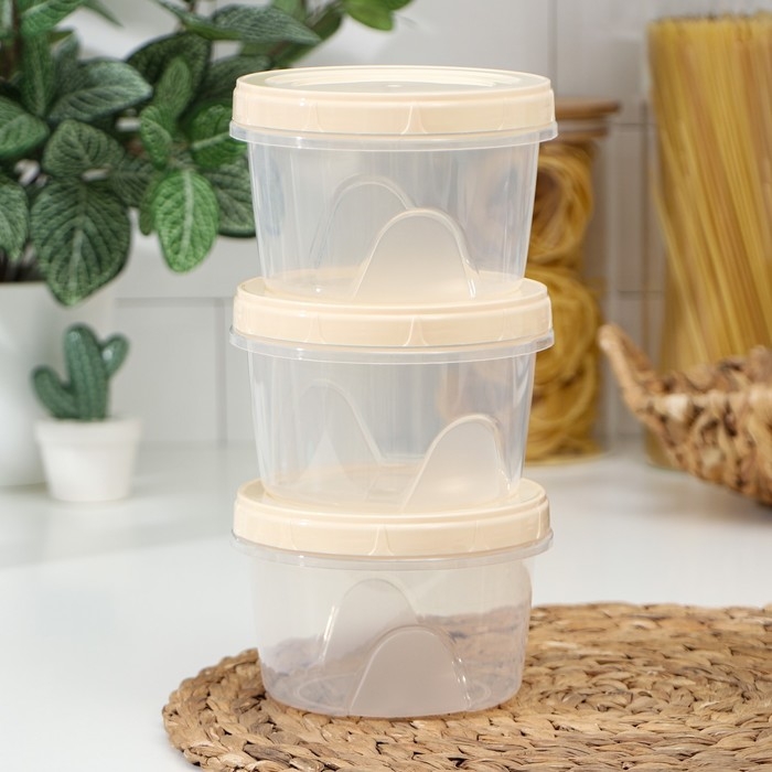 Набор банок для хранения продуктов с крышкой «Фиджи», 3 шт, 0,7 л, цвет крышки МИКС Набор банок для хранения продуктов с крышкой «Фиджи», 3 шт, 0,7 л, цвет крышки МИКС