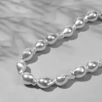 Бусины пластиковые на нити &laquo;Жемчуг&raquo;, 14&times;10 мм, набор 90 шт., цвет белый