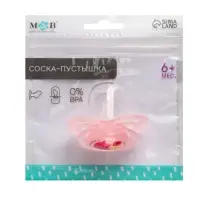 Соска - пустышка силиконовая ортодонтическая M&B &laquo;Котик&raquo;, от 6 мес., с колпачком, розовый