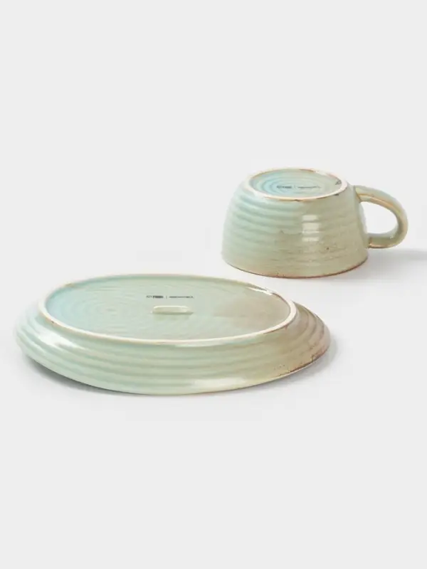 Чайная пара Magistro Sand Ripples, 2 предмета: чашка 300 мл, блюдце 19.8&times;15.8 см, фарфор, голубая