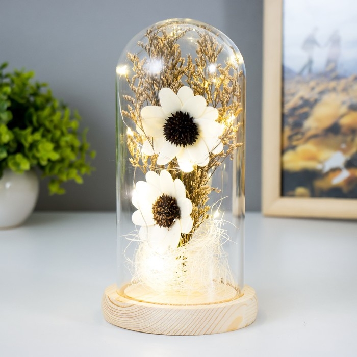 Ночник колба Ночник колба "Цветы" LED от батареек 3хААА 11х11х20 см RISALUX