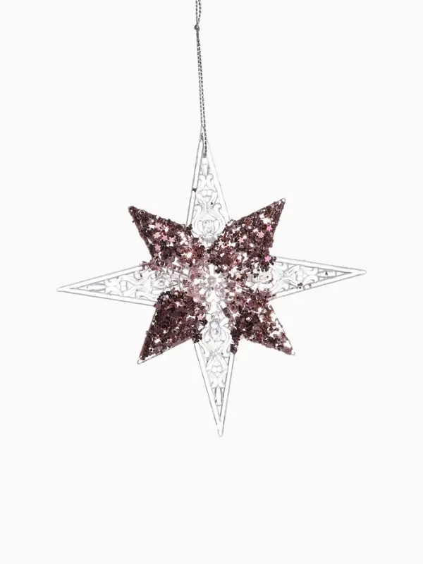 Ёлочная игрушка &laquo;Зимнее волшебство. Звезда сияние серединка блеск&raquo;, 12&times;12 см, прозрачно-розовый