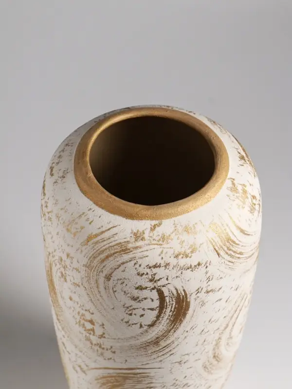 Ваза настольная керамика Ваза настольная керамика "Сэнс" 28,5х13 см, бело-золотой