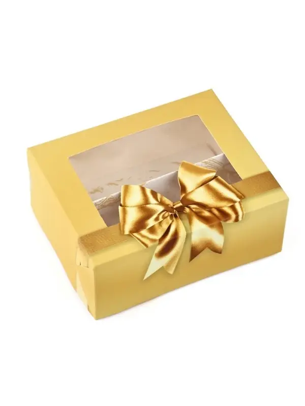 Кондитерская упаковка для макарун с окном, &laquo;Золотой бант&raquo;, 11&times;13.5&times;5.5 см