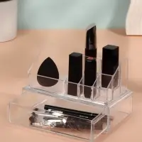 Органайзер для хранения косметики, 9 секций, с выдвижным ящиком, 18.5&times;10&times;11.5 см, прозрачный