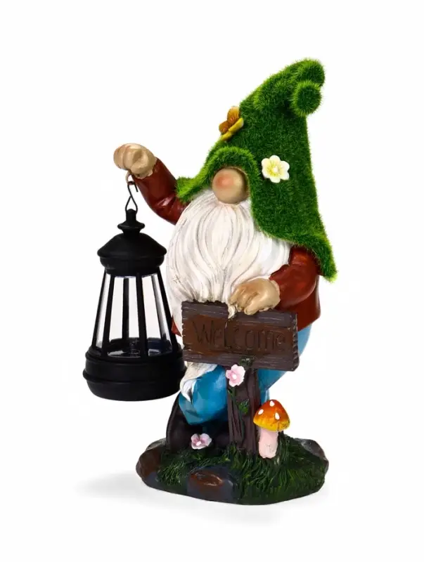 Садовая фигура - фонарь &laquo;Гном Welcome&raquo; 9&times;15&times;25 см, Greengo