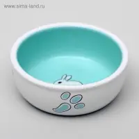 Миска для кроликов, 200 мл, 10&times;3.7 см, керамика, белая, зелёная