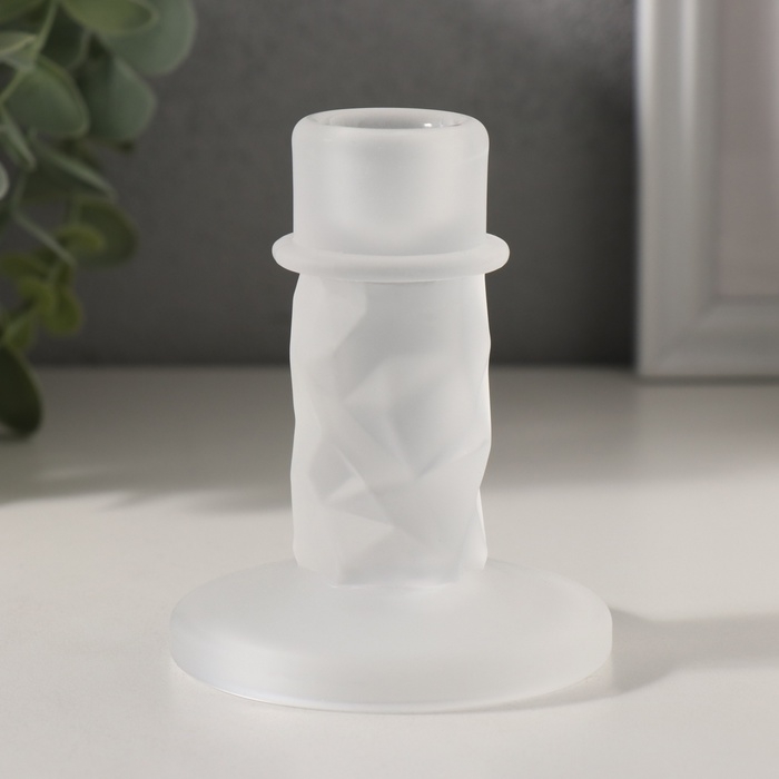 Подсвечник стекло на 1 свечу  Подсвечник стекло на 1 свечу "Лёд" прозрачный d=2 см 8х8х10 см