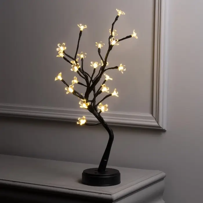 Светодиодный куст &laquo;Цветы&raquo; 45 см, 24 LED, постоянное свечение, от батареек AAx3, USB, свечение тёплое белое