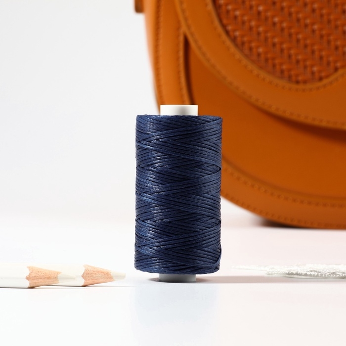 Нитки вощёные, плоские, 210D/16, 1 мм, 50 ± 2 м, цвет тёмно-синий Нитки вощёные, плоские, 210D/16, 1 мм, 50 ± 2 м, цвет тёмно-синий
