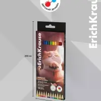 Карандаши 12цв , ErichKrause "Prima Cat", пластик, шестигр., европодвес