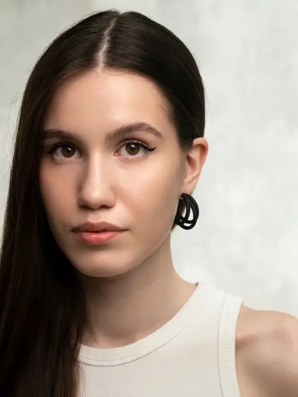 Серьги кольца тройные QF &laquo;Боттега&raquo;, d=3.5, чёрные