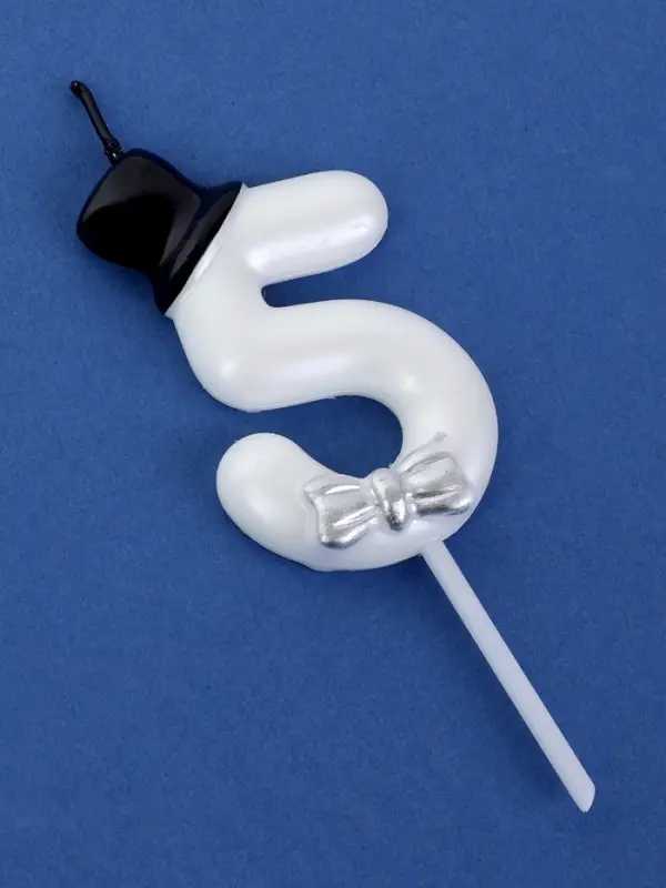 Свеча для торта «Джентельмен», цифра 5, белая Свеча для торта «Джентельмен», цифра 5, белая