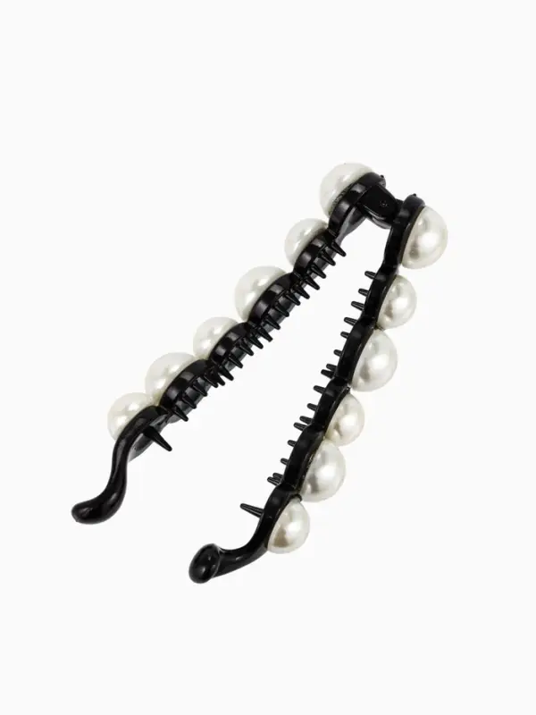 Банан для волос &laquo;Виртуоз&raquo;, жемчужная дорожка, 10.5 см, чёрно-белый