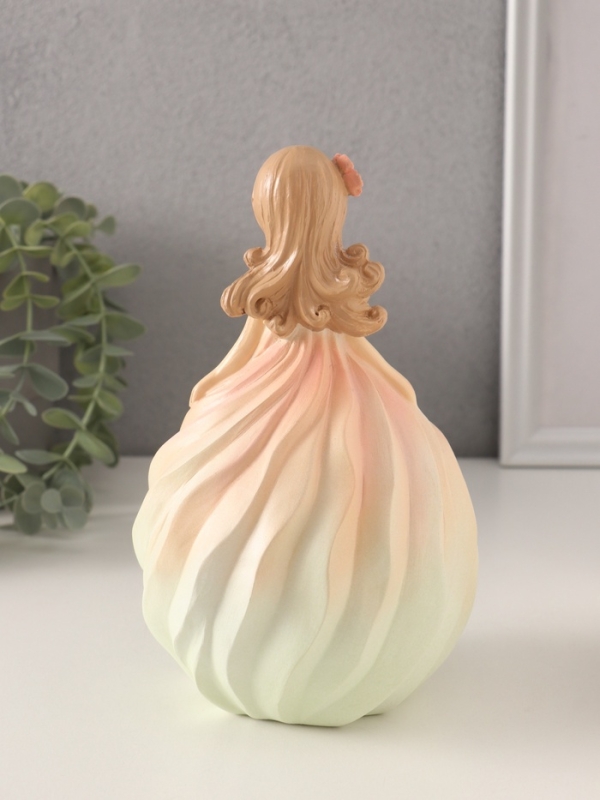 Сувенир полистоун Сувенир полистоун "Девочка-зефирка с цветком в волосах" розово-жёлтый 11,5х10,5х18,5 см