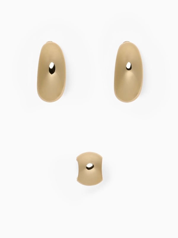 Набор серьги и каффы 3 шт «Капли» объёмные, цвет золото