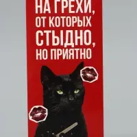 Конверт для денег &laquo;На грехи&raquo;, чёрный кот, 16.5&times;8 см