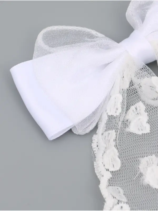 Бант для волос на заколке с лентами «Сердечки», белый, Принцессы Бант для волос на заколке с лентами «Сердечки», белый, Принцессы