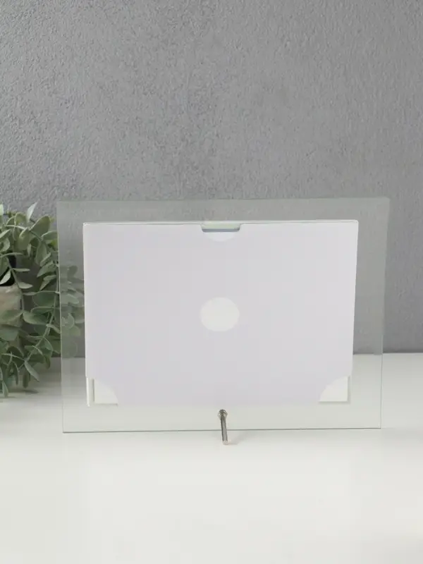 Фоторамка стекло 15х20 см "Серебряный кант" горизонталь, выгнутая 25,5х21 см