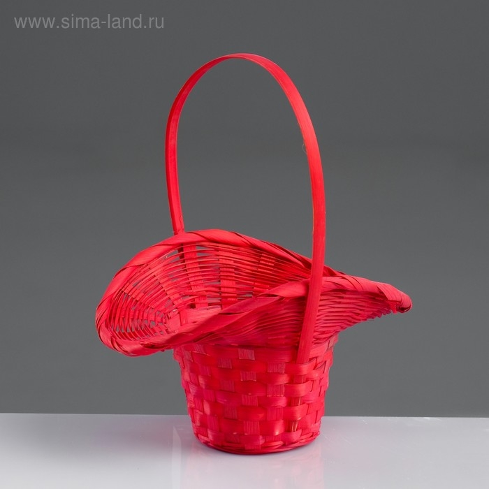 Корзина плетёная, бамбук, красная, (шляпка) Корзина плетёная, бамбук, красная, (шляпка)