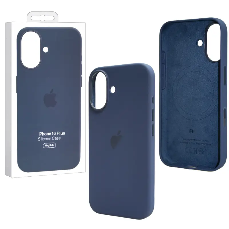 Чехол iPh 16 Plus Silicon Case 100% ORG (MagSafe + анимация NFC Clear) c LOGO Denim