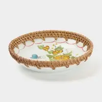 Тарелка керамическая с ротангом, 22&times;22&times;4.7 см, МИКС