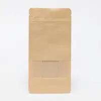 Пакет Zip-lock Крафт с плоским дном, прямоугольное окно, 10&times;20 см