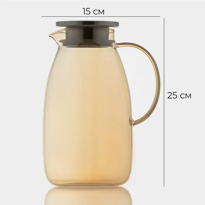 Кувшин для воды &laquo;Богема&raquo;, 15&times;25 см, стекло, с металлической крышкой, золотистый