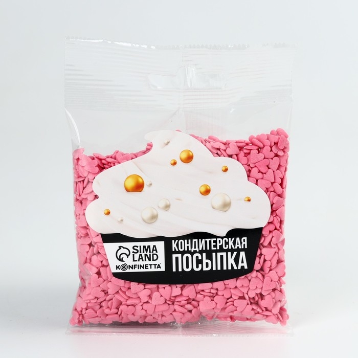 Посыпка кондитерская мягкая «Сердце»: розовая, 50 г. Посыпка кондитерская мягкая «Сердце»: розовая, 50 г.