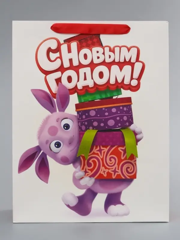 Пакет подарочный &laquo;Новый год&raquo;, Лунтик, L. 31 х11,5 х 40 см